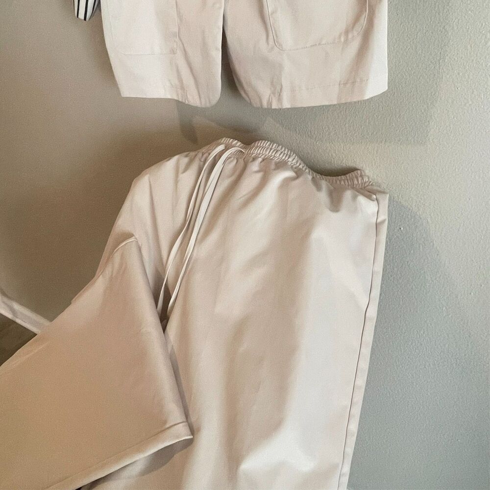 Women's Cream 2-pc Set Oversized Blazer Wide Leg Pants XXL Boss Lady Office Chic - Picture 9 of 9
